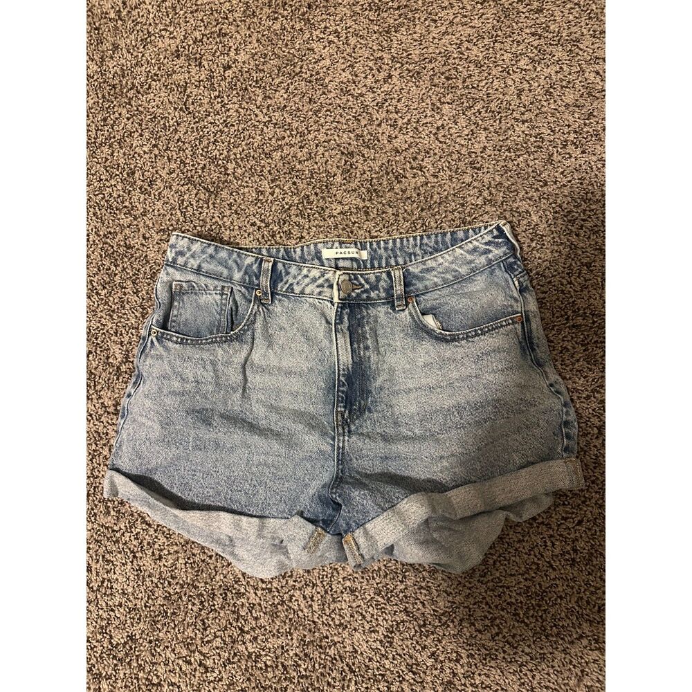 PacSun High Waisted Denim Mom Shorts Acid Wash Blue Size 31